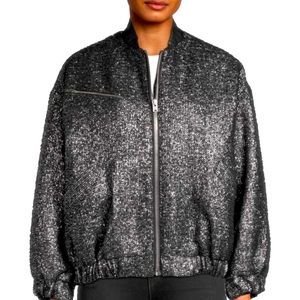 IRO Sparkle Bomber Jacket - Black Silver